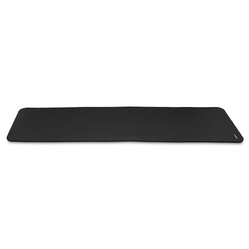 Minimalist Black Exercise Yoga, Gym, Floor Mat with Carrying Strap, Extra Thick, 74x24x.5 Inches