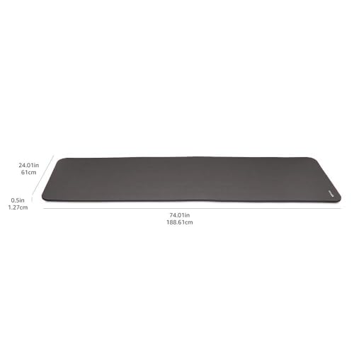 Minimalist Black Exercise Yoga, Gym, Floor Mat with Carrying Strap, Extra Thick, 74x24x.5 Inches