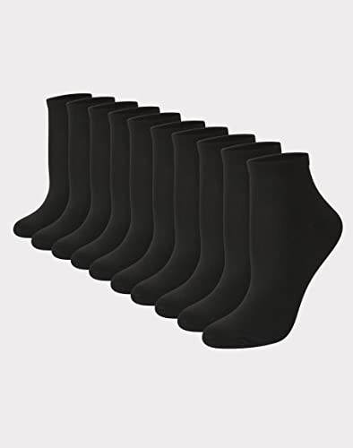 Minimalist Black Hanes Women's Quarter Ankle Socks, Pack of 10 Dress Casual Socks, Black, 9 11 US