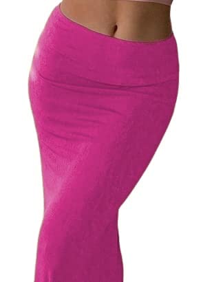 Minimalist Hot Pink Elastic Waist Bodycon Women's Maxi Skirt