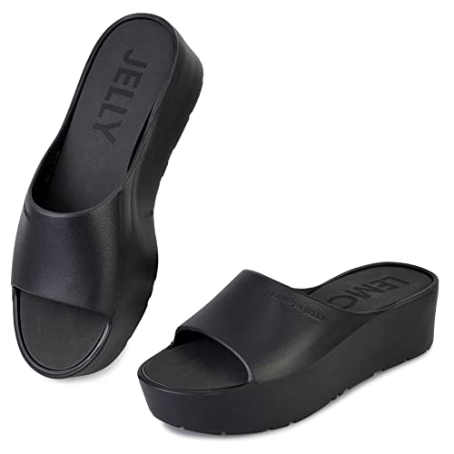 Minimalist Black Lemon Jelly Vegan Platform Sandals