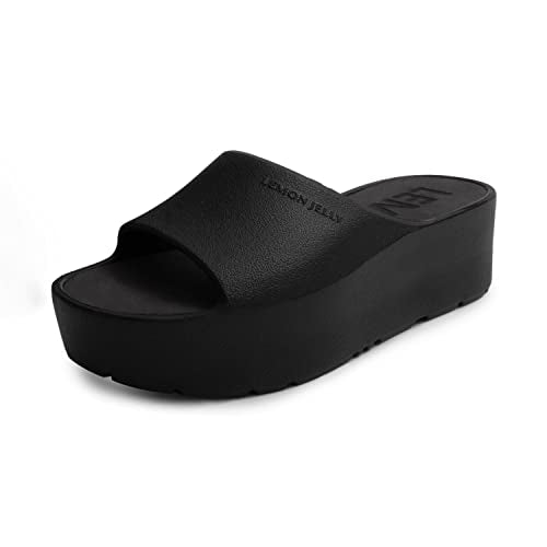 Minimalist Black Lemon Jelly Vegan Platform Sandals