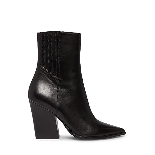 Minimalist Black Steve Madden Rickki Leather Ankle Boot