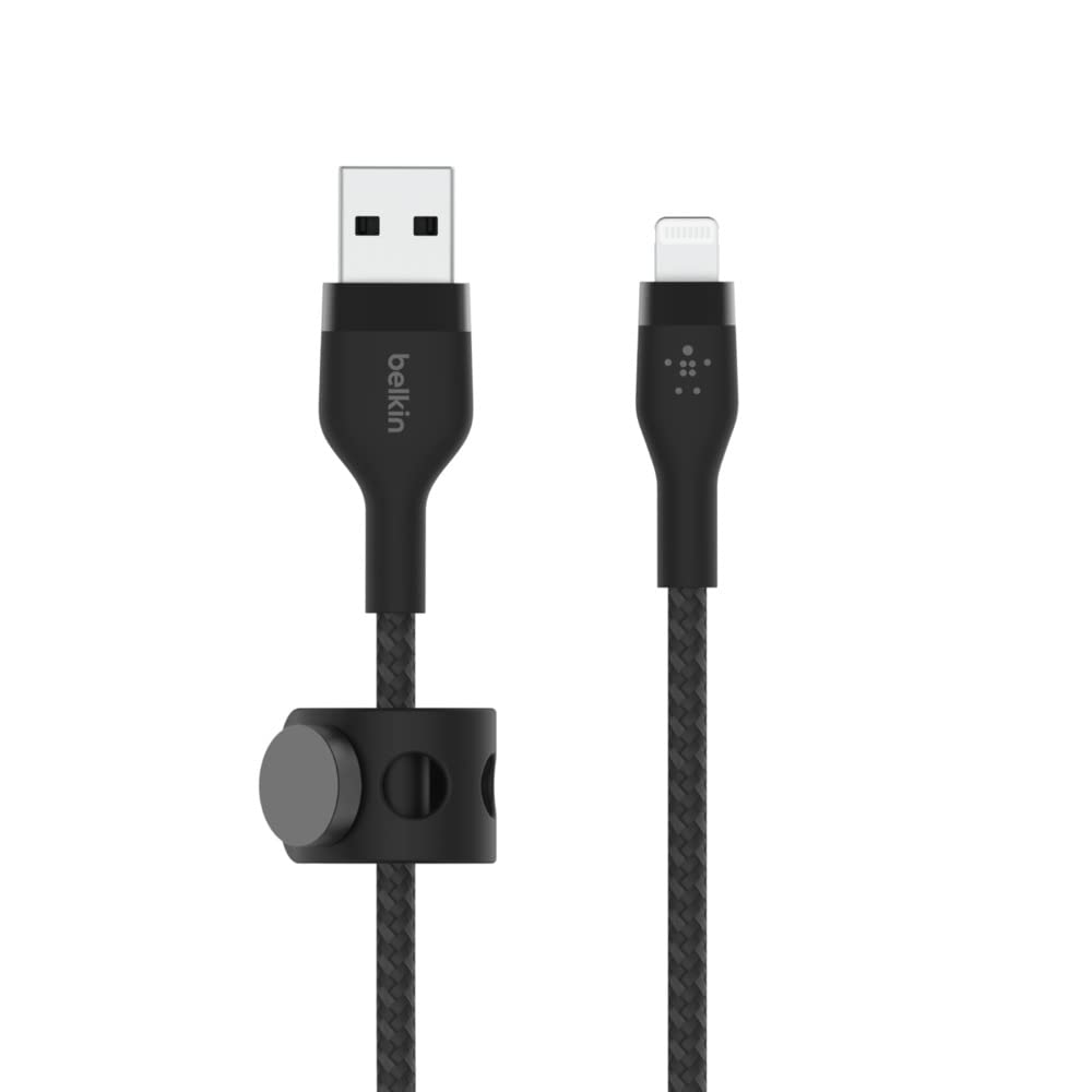 Minimalist Black Belkin BoostCharge Pro Flex Braided USB Type A to Lightning Cable (1M/3.3FT)