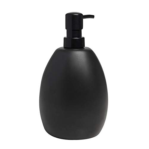 Minimalist Black UMBRA Joey, Matte Ceramic Liquid Soap Dispenser with Sponge Caddy