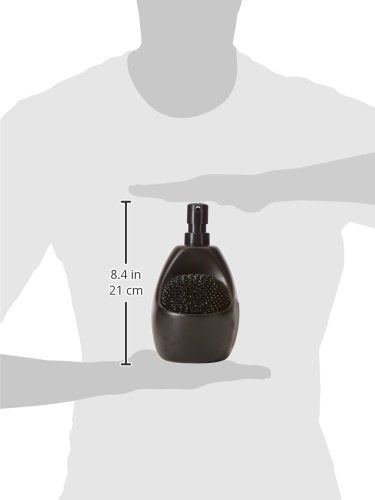 Minimalist Black UMBRA Joey, Matte Ceramic Liquid Soap Dispenser with Sponge Caddy