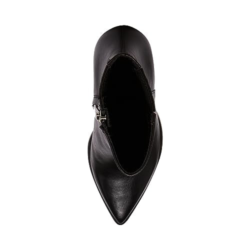 Minimalist Black Steve Madden Rickki Leather Ankle Boot