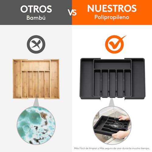 Minimalist Black Expandable Cutlery Drawer Organizer