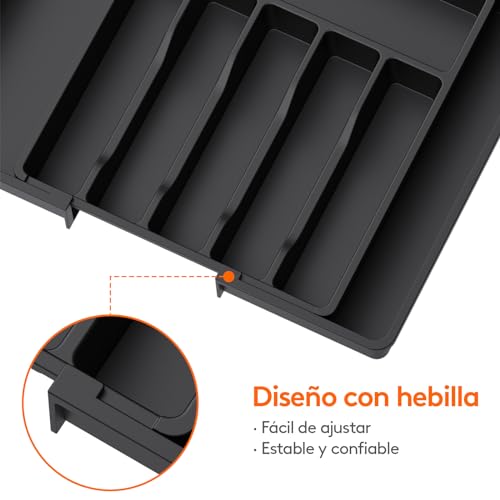 Minimalist Black Expandable Cutlery Drawer Organizer