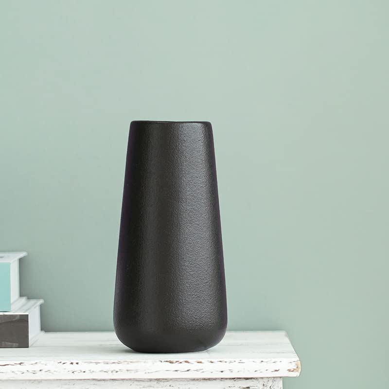 Minimalist Black 8-Inch Tall Matte Ceramic Vases