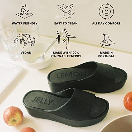 Minimalist Black Lemon Jelly Vegan Platform Sandals