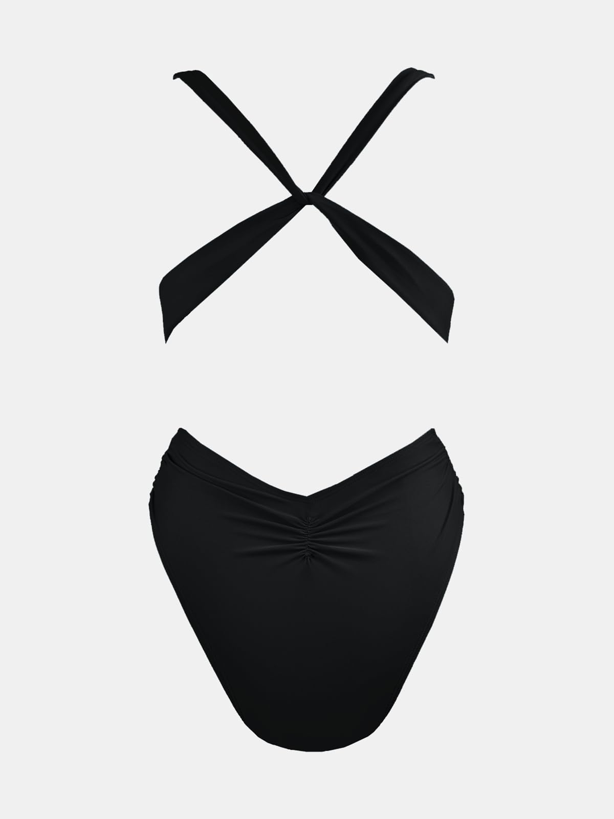 Minimalist Black One Piece Cut Out Ruched Swimsuit