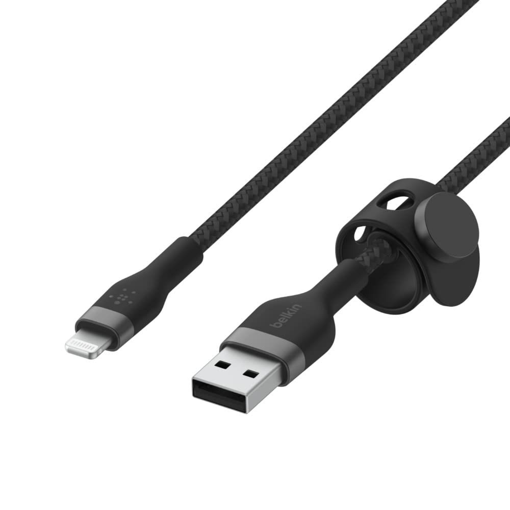 Minimalist Black Belkin BoostCharge Pro Flex Braided USB Type A to Lightning Cable (1M/3.3FT)
