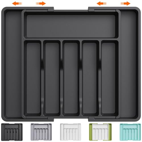 Minimalist Black Expandable Cutlery Drawer Organizer
