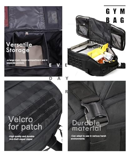 Minimalist Black Travel, Tactical, Duffle, Weekender, Overnight Bag, 80L