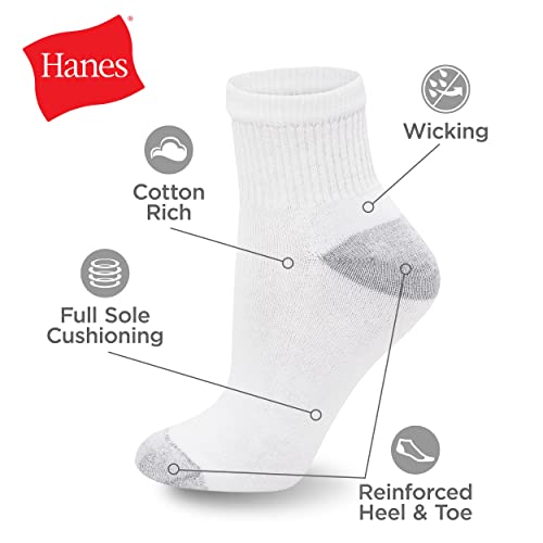 Minimalist Black Hanes Women's Quarter Ankle Socks, Pack of 10 Dress Casual Socks, Black, 9 11 US