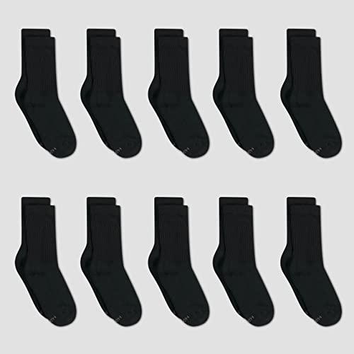 Minimalist Black Hanes Women's Crew Sock, Pack of 10 Dress Casual Socks, Black, 9 11 US