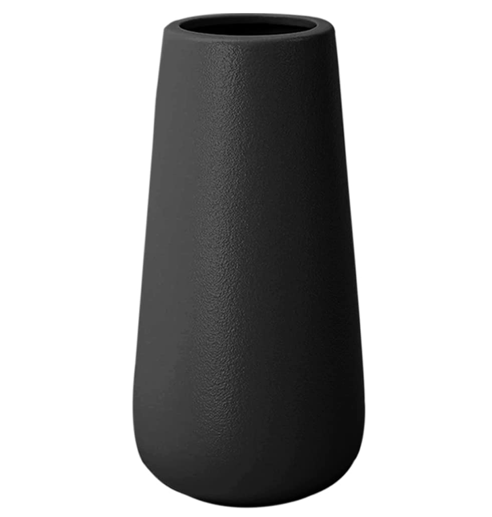 Minimalist Black 8-Inch Tall Matte Ceramic Vases