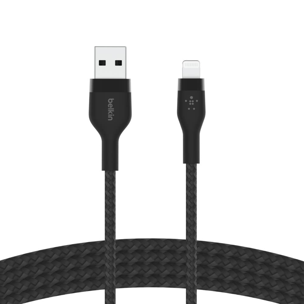 Minimalist Black Belkin BoostCharge Pro Flex Braided USB Type A to Lightning Cable (1M/3.3FT)