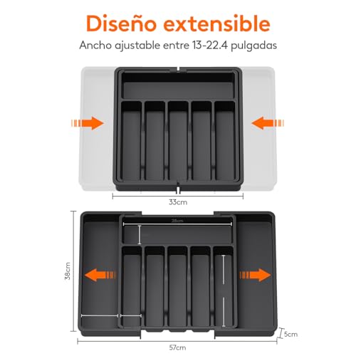 Minimalist Black Expandable Cutlery Drawer Organizer