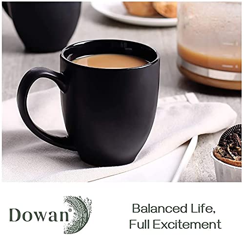 Minimalist Black 16 oz Coffee Mug Set, Set of 6 - Matte Black Design