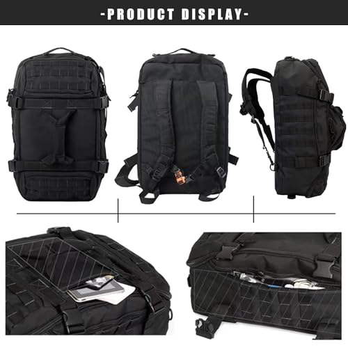 Minimalist Black Travel, Tactical, Duffle, Weekender, Overnight Bag, 80L