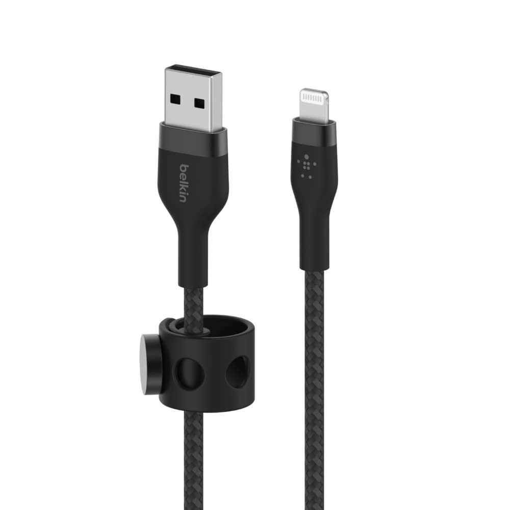 Minimalist Black Belkin BoostCharge Pro Flex Braided USB Type A to Lightning Cable (1M/3.3FT)