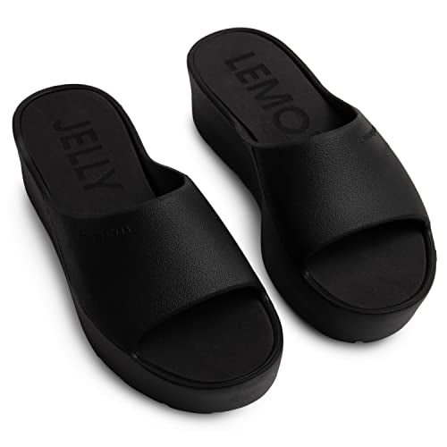 Minimalist Black Lemon Jelly Vegan Platform Sandals
