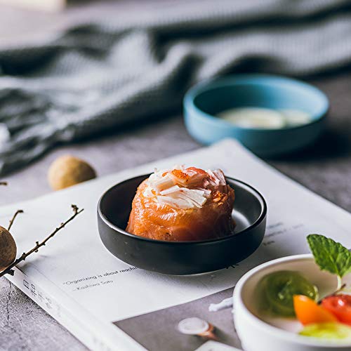 Minimalist Black High-Quality Ceramic Condiment Dishes, 3.5", Set of 6