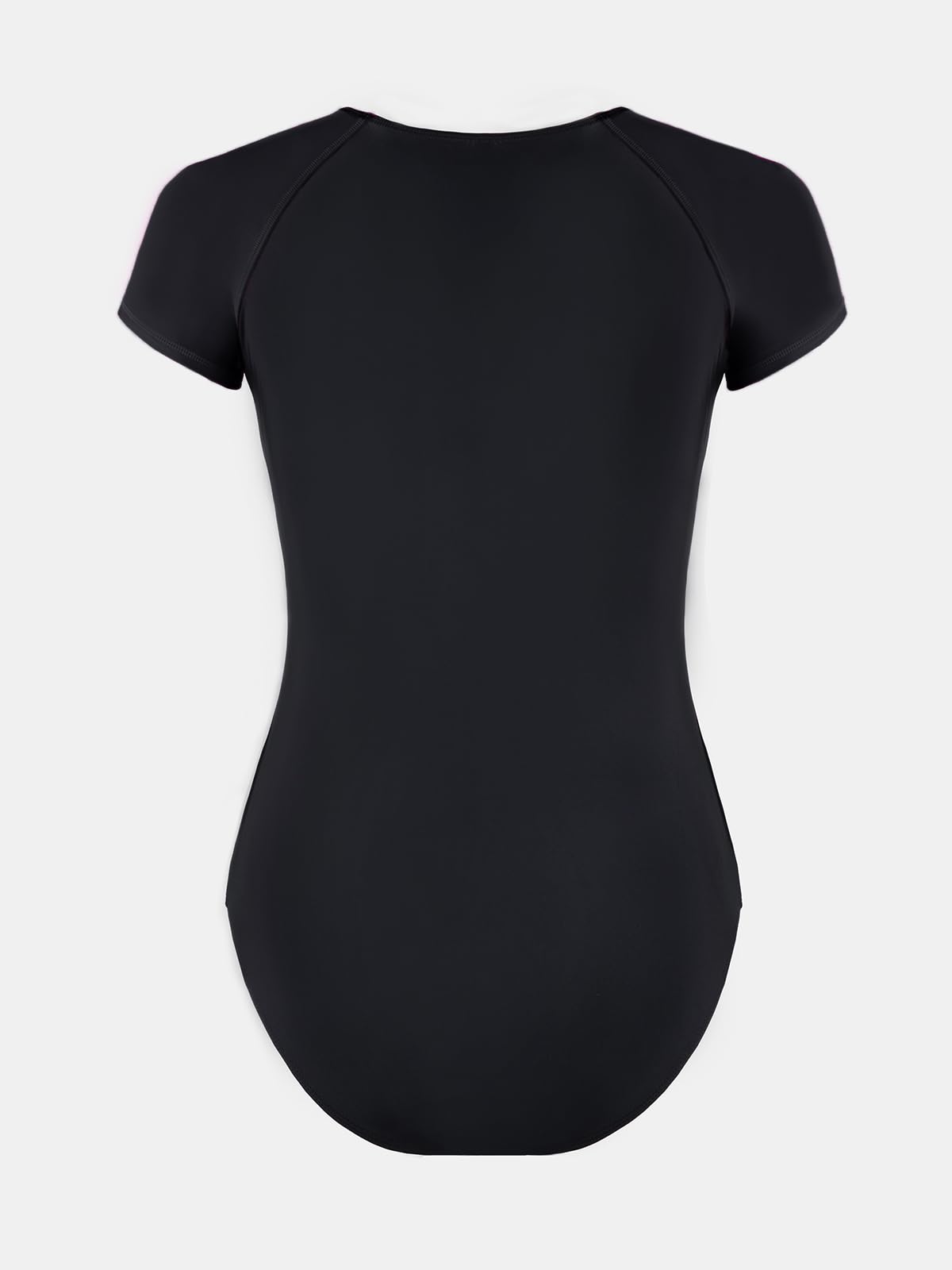Minimalist Black One Piece Mock Neck Zipper Bathing Suit