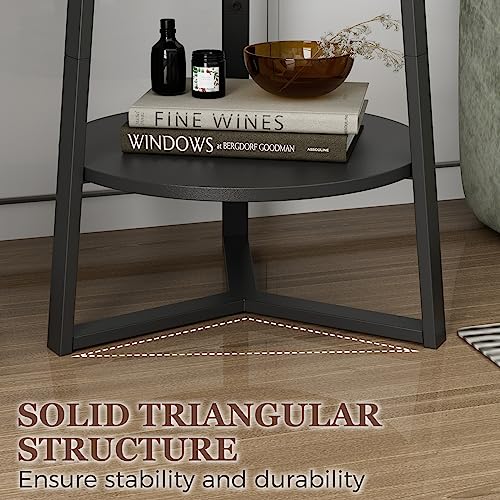 Minimalist Black Round End, Accent Table w/Storage Shelf, 15.7"x15.7"x23.6"
