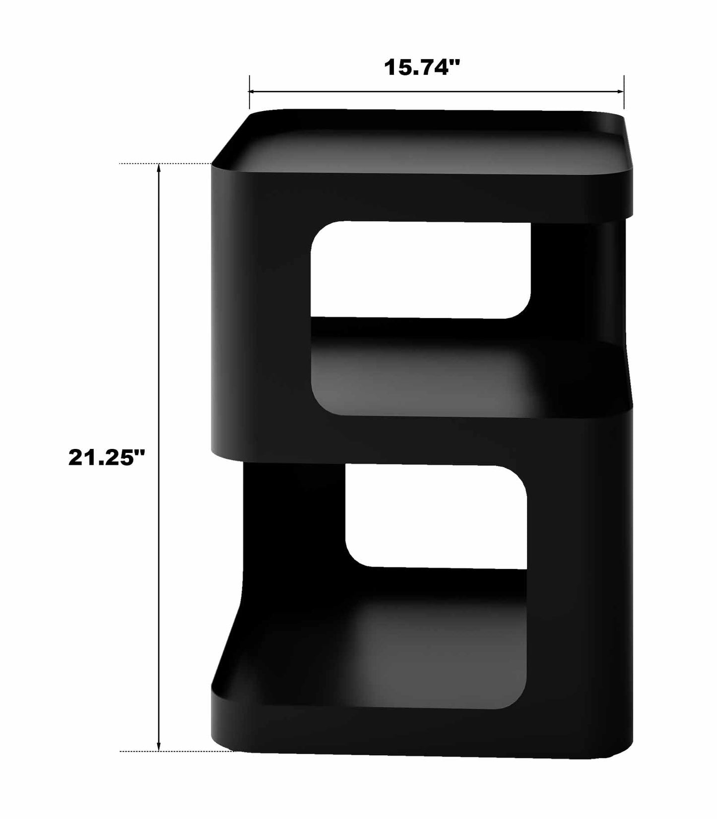 Minimalist Black Modern Accent Side Table w/Storage