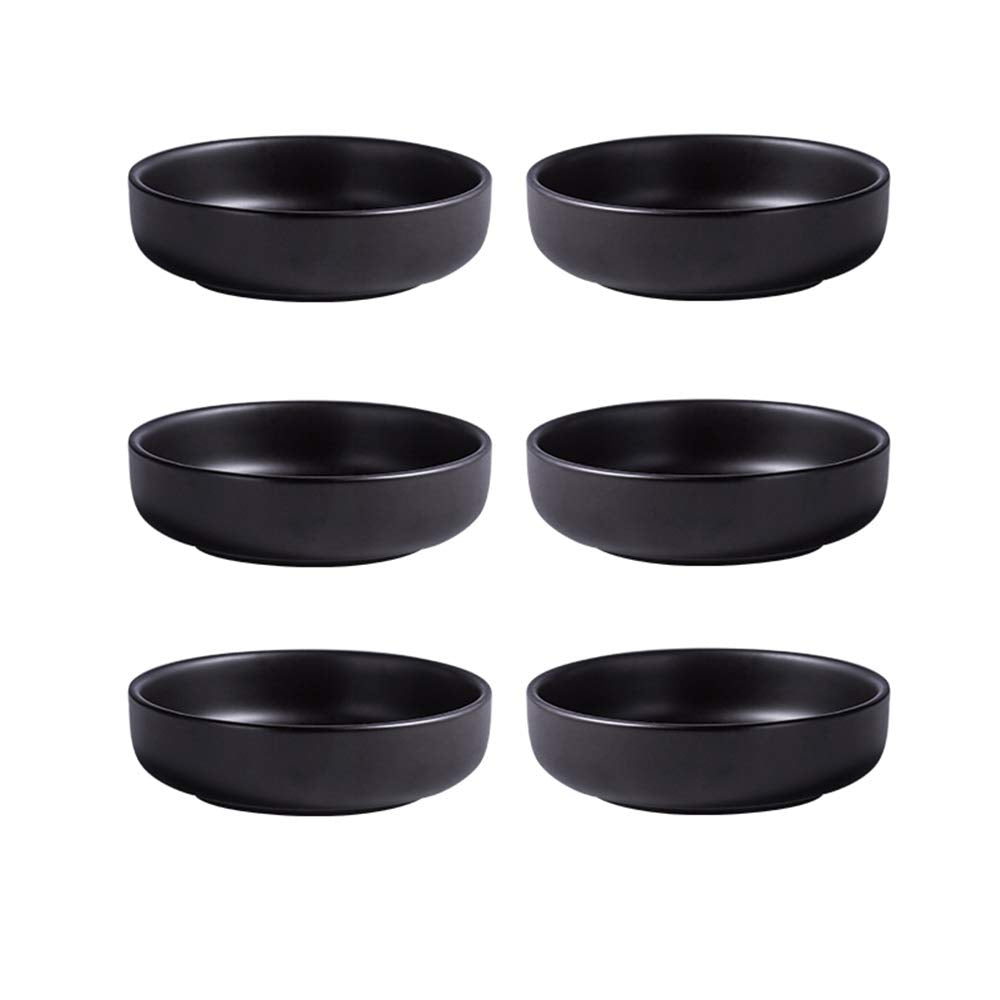 Minimalist Black High-Quality Ceramic Condiment Dishes, 3.5", Set of 6