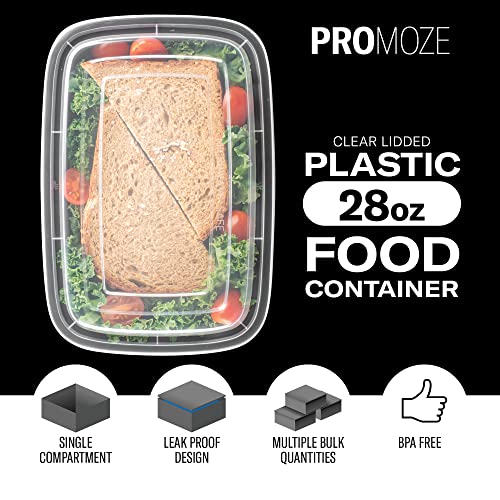 Minimalist Stackable Meal Prep Containers - Set of Durable Leak-Proof 28oz Containers, Set of 50