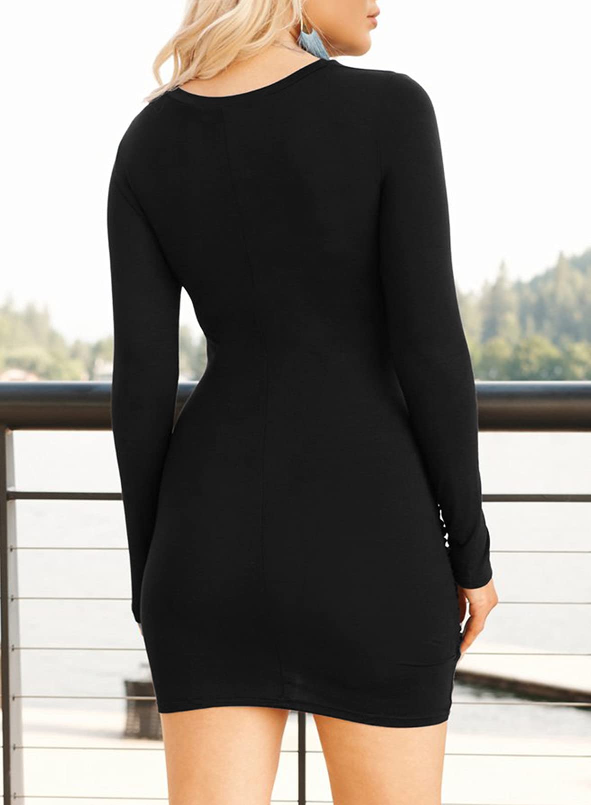 Minimalist Black Bodycon Twist Knot Dress