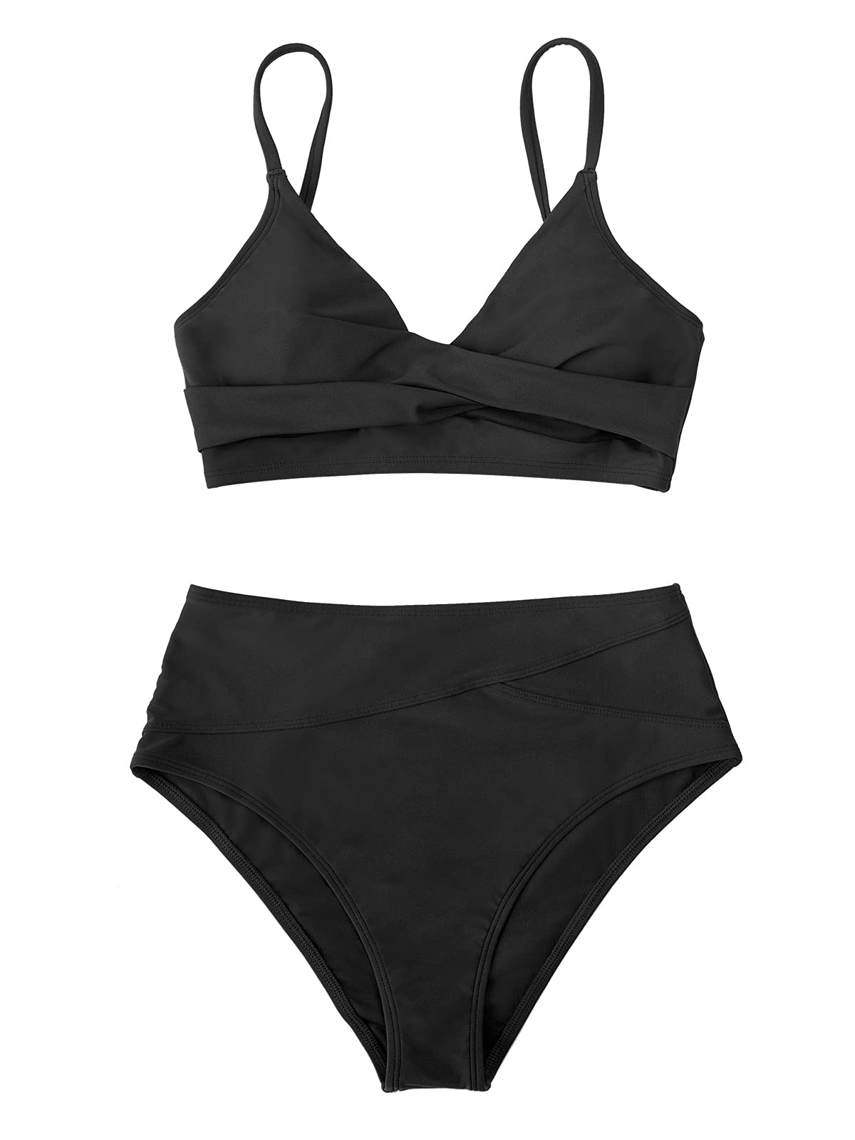 Minimalist Black Two Piece Twist Front Bathing Suit