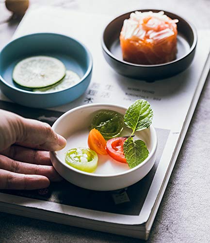 Minimalist Black High-Quality Ceramic Condiment Dishes, 3.5", Set of 6