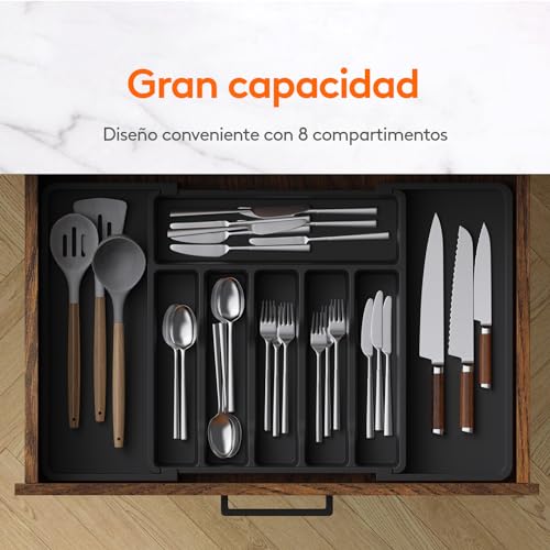 Minimalist Black Expandable Cutlery Drawer Organizer