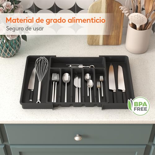 Minimalist Black Expandable Cutlery Drawer Organizer