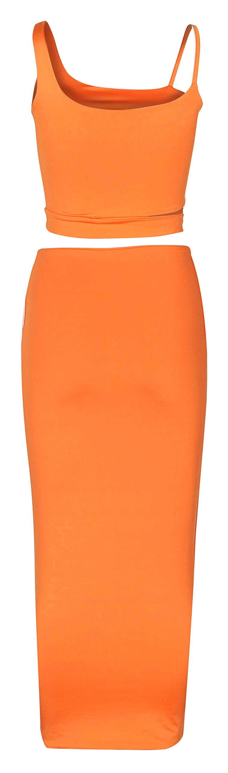 Minimalist Orange Asymmetrical Bodycon Spaghetti Strap Women's Dress