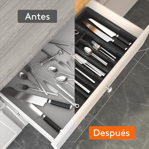 Minimalist Black Expandable Cutlery Drawer Organizer