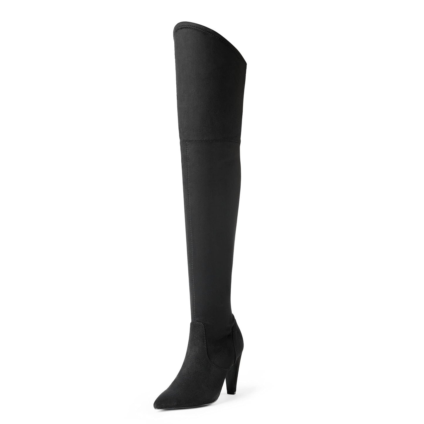 Minimalist Black Suede Over The Knee Women's Thigh High Pointed Toe Boots