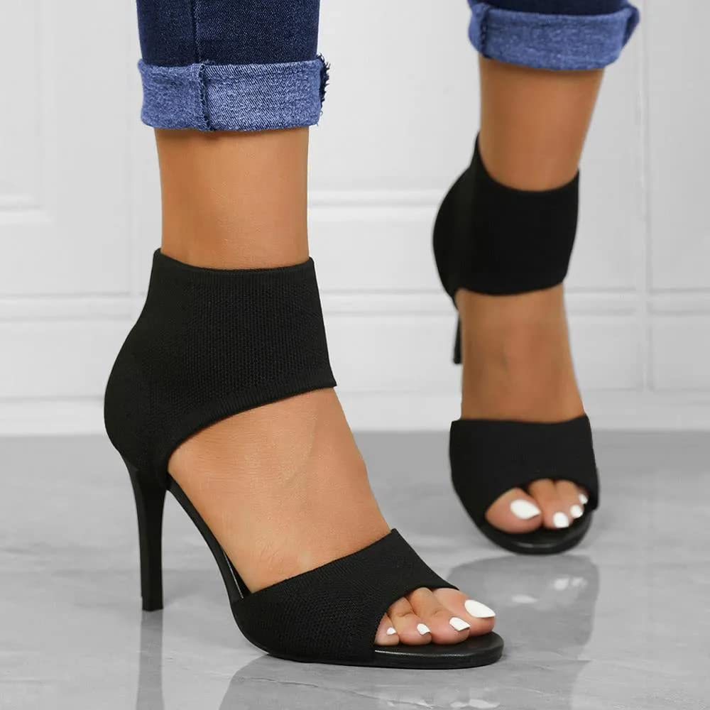 Minimalist Black Lightweight Peep Toe Stiletto