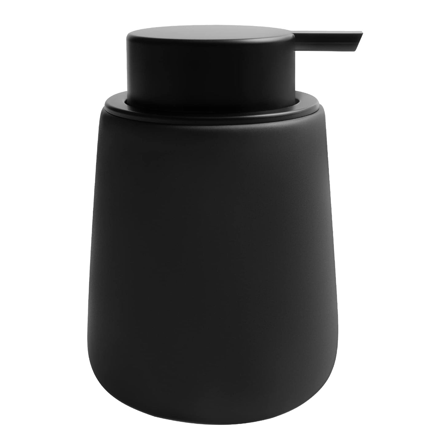 Minimalist Black Ceramic Liquid Dispenser with Easy-to-Press Pump, 12 oz