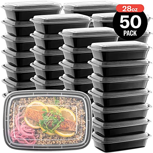 Minimalist Stackable Meal Prep Containers - Set of Durable Leak-Proof 28oz Containers, Set of 50