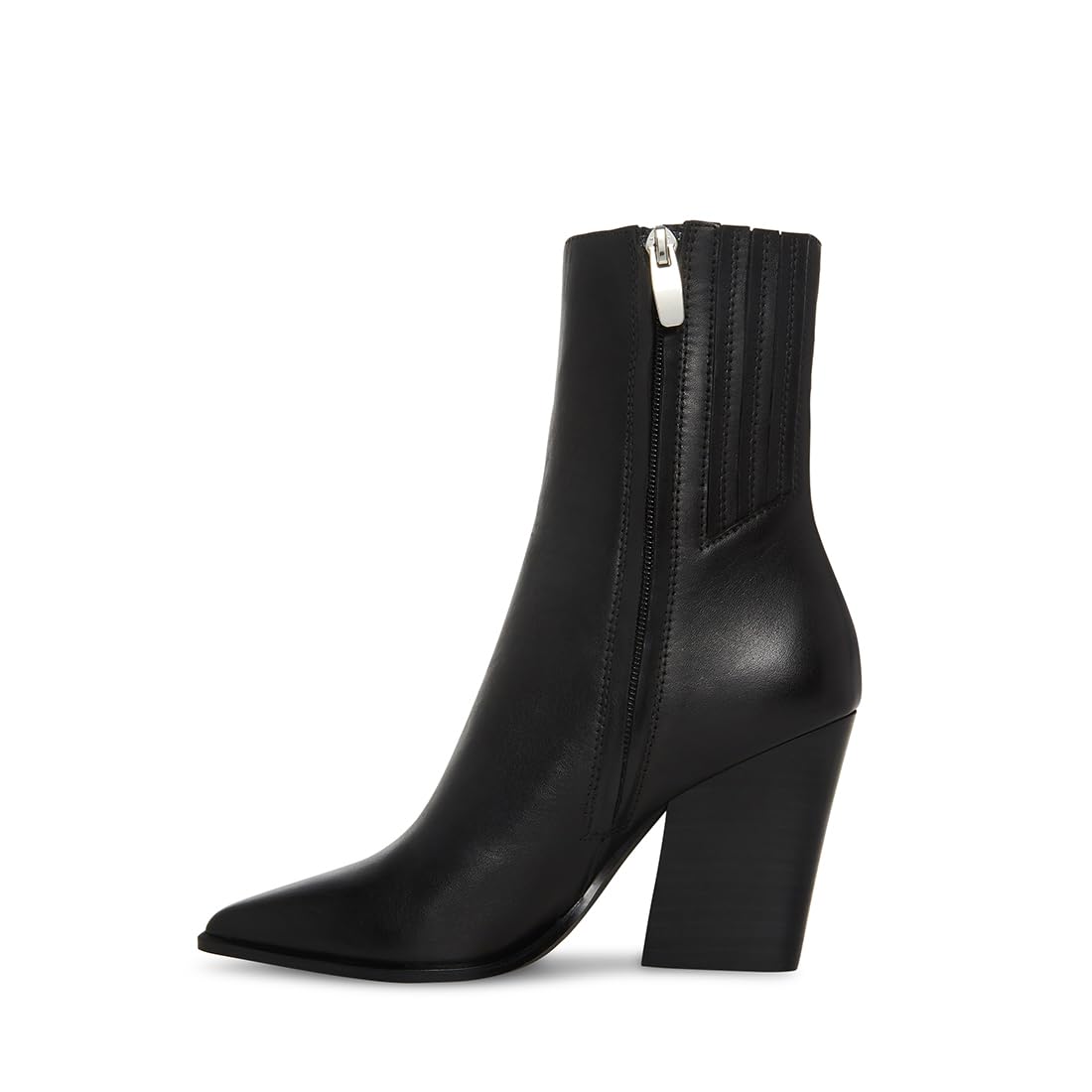 Minimalist Black Steve Madden Rickki Leather Ankle Boot