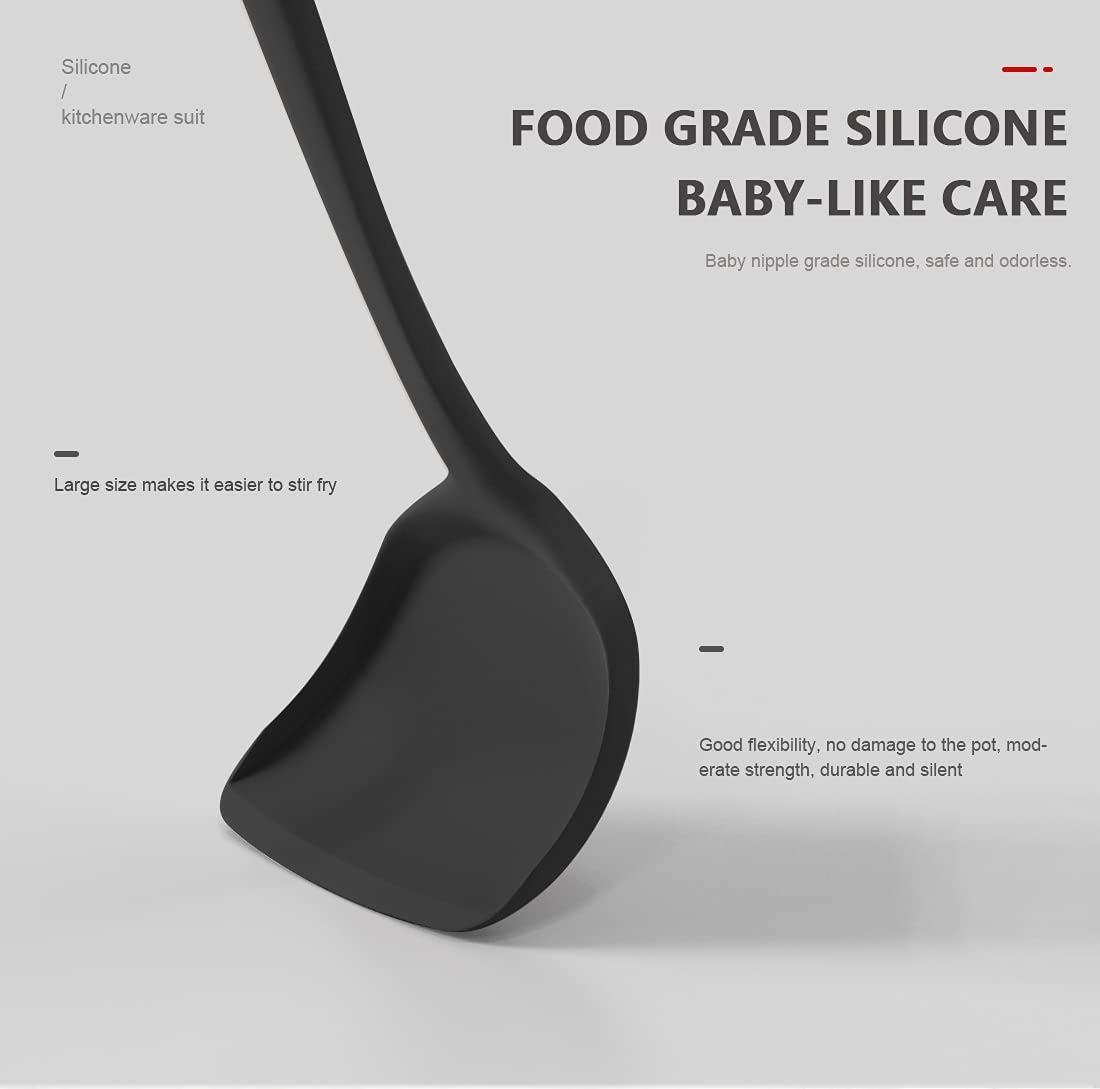 Minimalist Black Silicone Heat Resistant Kitchen Utensils