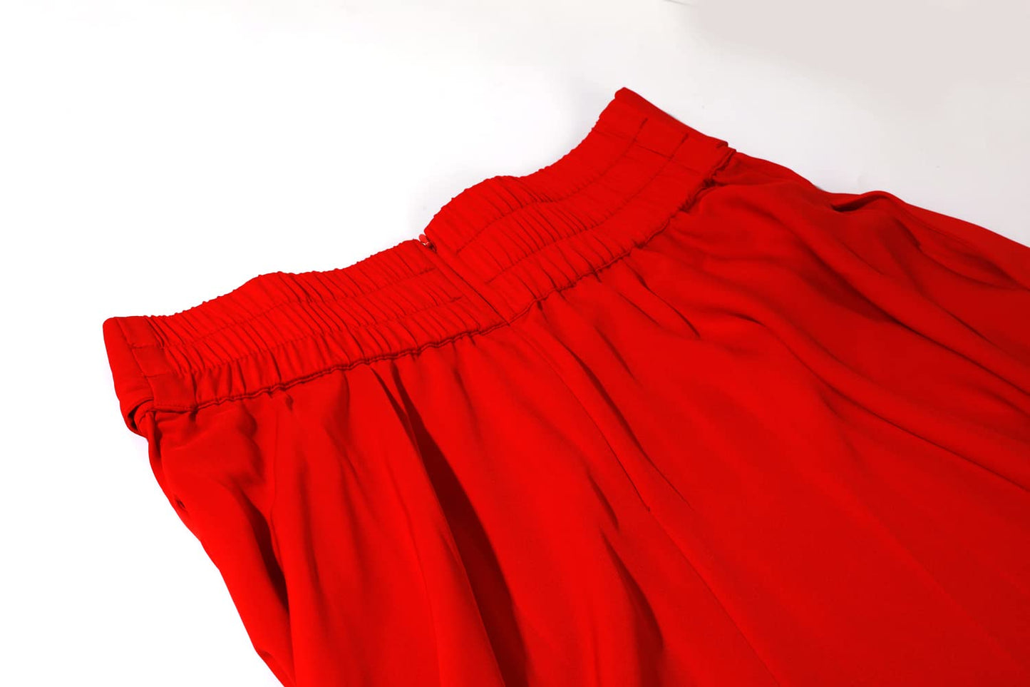 Minimalist Red Elegant High Waisted Side Slit Women's Maxi Skirt with Pockets
