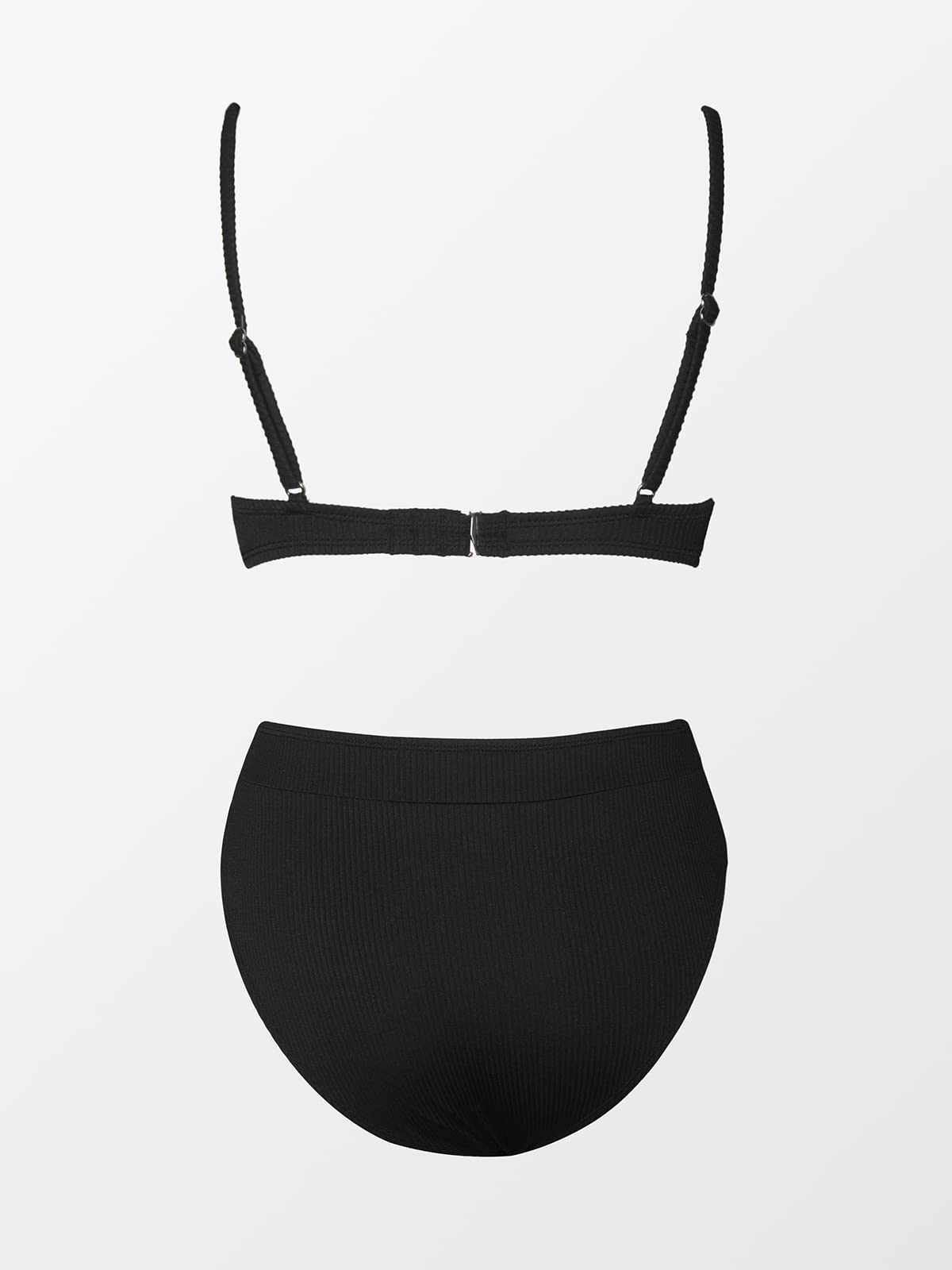 Minimalist Black Two Piece High Waisted Swimwear