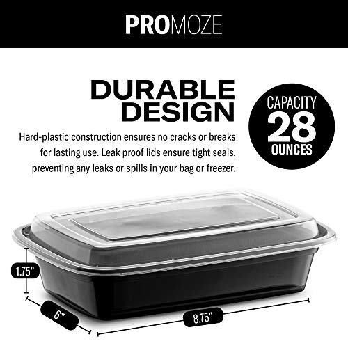 Minimalist Stackable Meal Prep Containers - Set of Durable Leak-Proof 28oz Containers, Set of 50